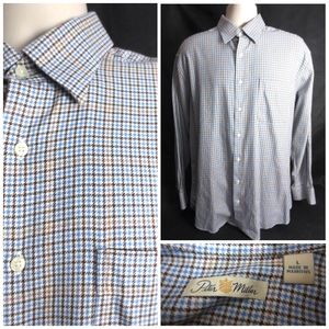 Peter Millar L Blue Plaid Long Sleeve Shirt